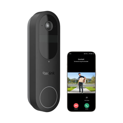 REOLINK Wireless 2K Battery Video Doorbell Camera, 150°x150° Head-to-Toe View, 2.4/5 GHz WiFi, Battery or Wired Power Options, Two-Way Talk, Person/Vehicle/Package Detection(Chime not Included)