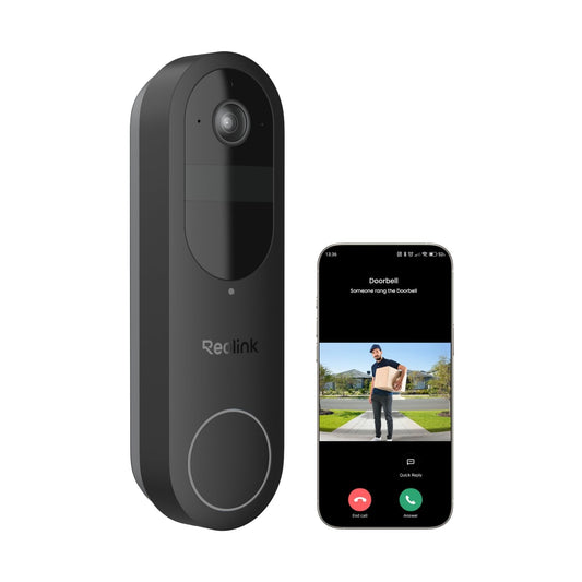 REOLINK Wireless 2K Battery Video Doorbell Camera, 150°x150° Head-to-Toe View, 2.4/5 GHz WiFi, Battery or Wired Power Options, Two-Way Talk, Person/Vehicle/Package Detection(Chime not Included)