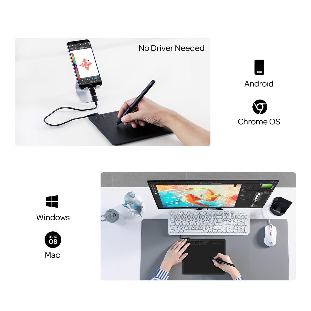 GAOMON S620 Drawing Tablet 6.5 x 4 Inch Graphics Tablet with 8192 Passive Pen 4 Customizable ExpressKeys for Digital Art, Painting, OSU Playing, Compatible with Windows PC, Mac