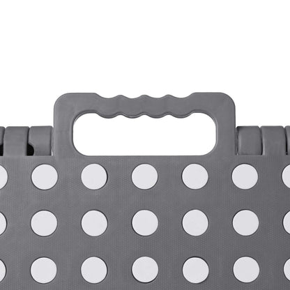 Casafield 9" Folding Step Stool with Handle, Gray - Portable Collapsible Small Plastic Foot Stool for Kids and Adults - Use in The Kitchen, Bathroom and Bedroom