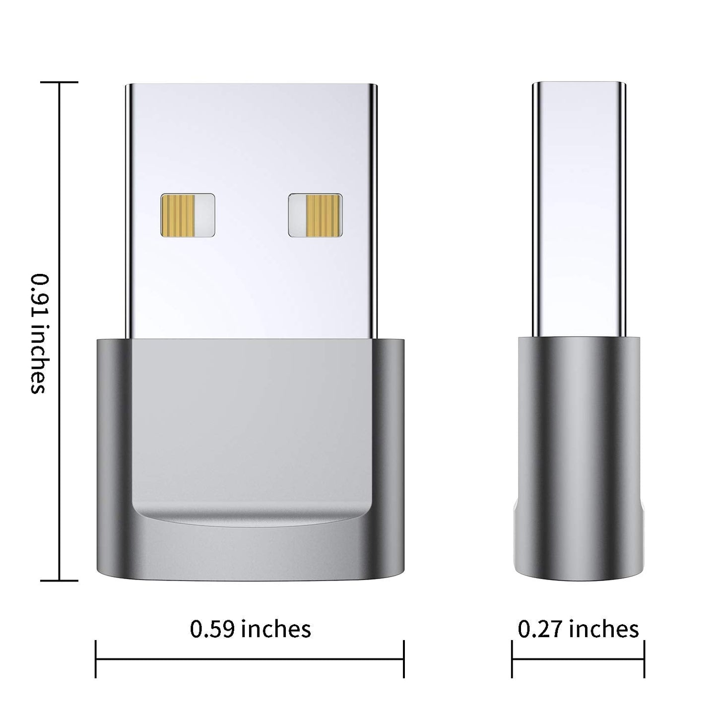 USB C Female to USB Male Adapter (4-Pack), Type C to USB A Charger Converter for iPhone 16 15 14 13 12 11 Plus Pro Max, Samsung Galaxy S24 S23 S22 Ultra, Apple iWatch Watch Series 7 8, AirPods, iPad