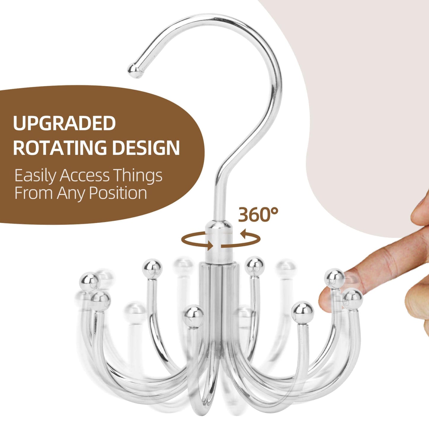 ZEDODIER Tank Top Hanger, Rotatable Bra Organzier for Closet, Max 24 Storage Capacity Sport Bra Holder, Metal Space Saving Closet Organizers and Storage, Silver