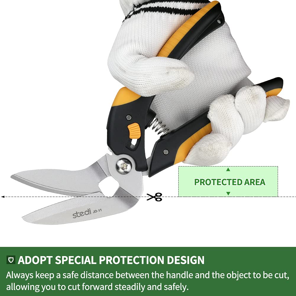 stedi 9-Inch Scissor Heavy Duty, All Purpose Scissors, Cardboard and Carpet Shears, TPR Handle, Extremely Sharp Blades with Finely Serrated -Easy Cutting Thick Paper, Leather, Fabric