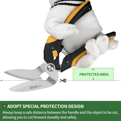 stedi 9-Inch Scissor Heavy Duty, All Purpose Scissors, Cardboard and Carpet Shears, TPR Handle, Extremely Sharp Blades with Finely Serrated -Easy Cutting Thick Paper, Leather, Fabric