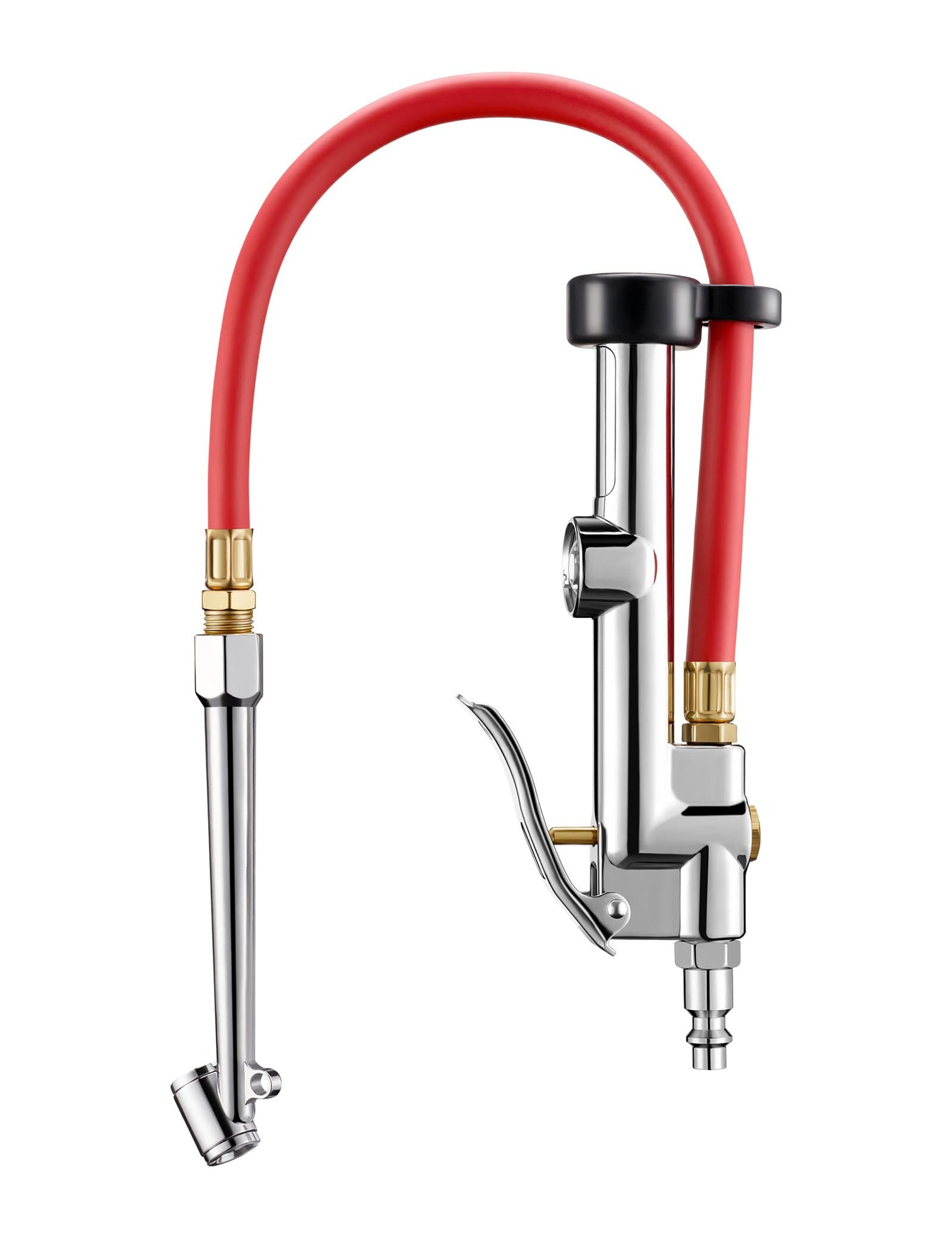 AstroAI 25.6'' Heavy-Duty Tire Pressure Gauge with Inflator, Dual Head Chuck ANSI B40.1 Accurate Tire Inflator with Pressure Gauge, 10-120PSI, Compatible with 1/4" NPT Air Compressor