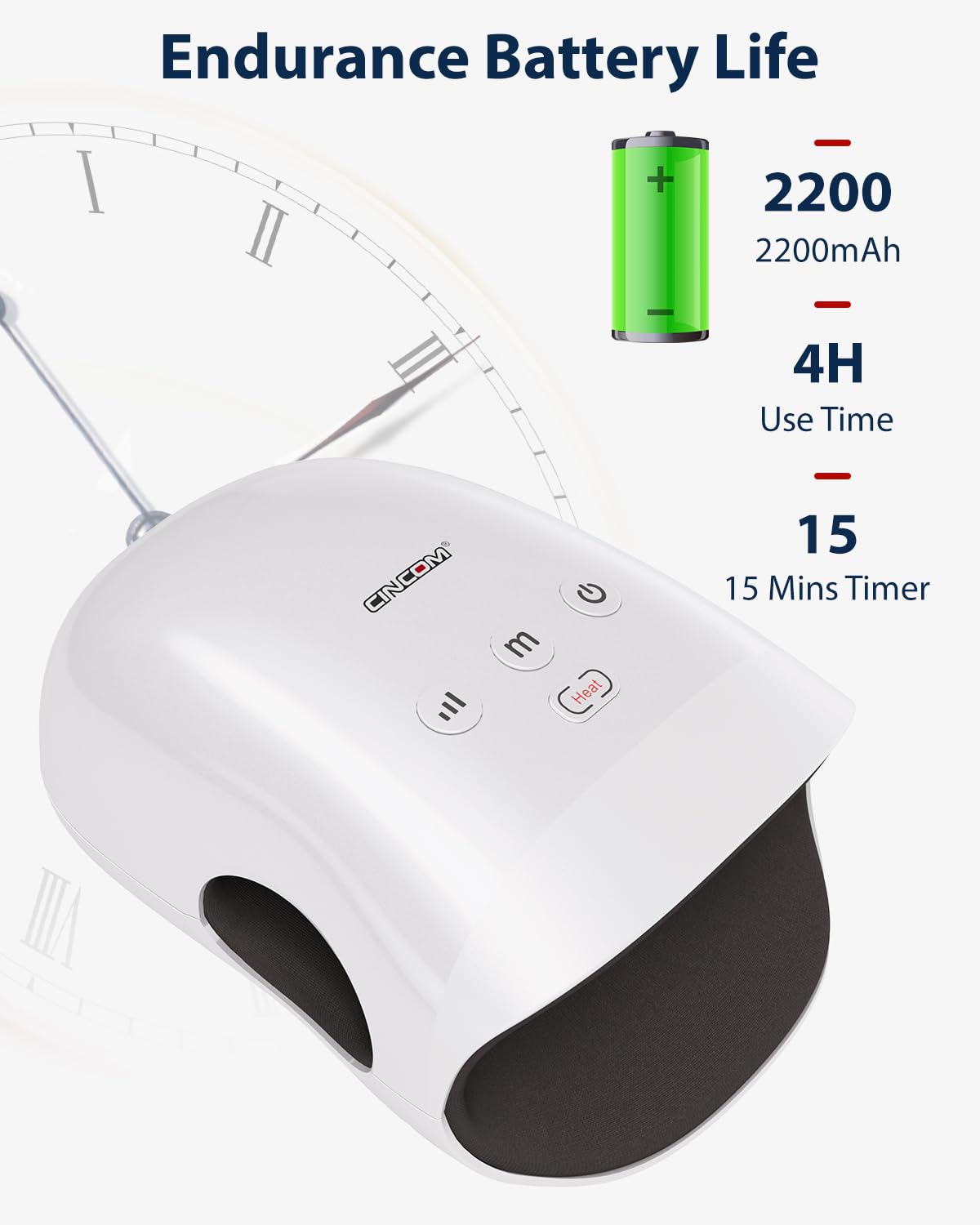 CINCOM Hand Massager - Cordless Hand Massager with Heat and Compression for Arthritis and Carpal Tunnel, Gifts for Women(White)