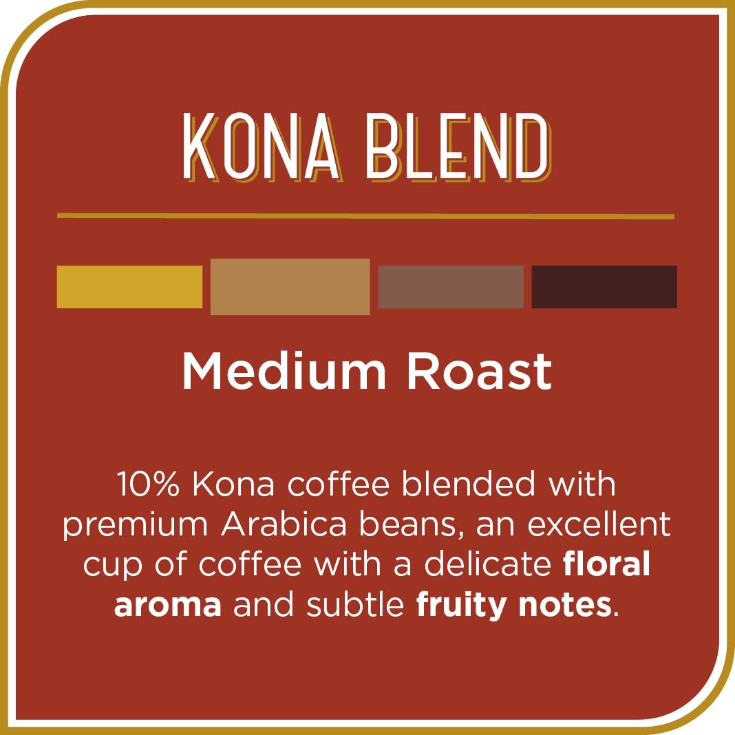 Don Francisco's Kona Blend Whole Bean Coffee, Medium Roast – 100% Arabica,18 oz Bag, Premium Coffee for Drip, Pour Over & French Press