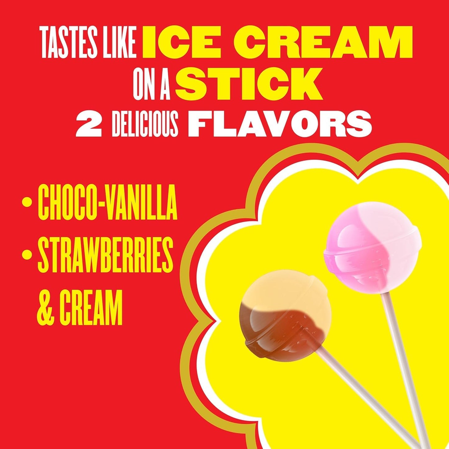 Chupa Chups Cremosa Lollipop Assortment, 2 Ice Cream Flavors, Individually Wrapped Candy for Kids, 16.9 Oz Bag (40 Suckers)