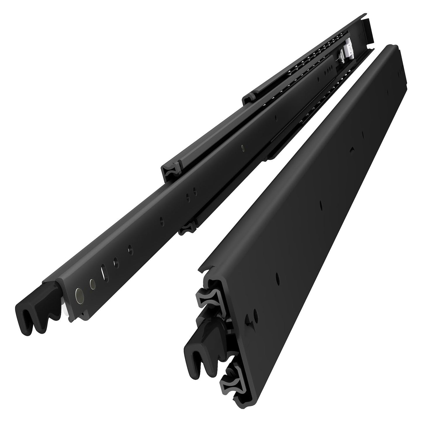 VADANIA 48" Ultra Heavy Duty Drawer Slide with Lock #VD2576-b, 3" Widening Black-electroplated Cold-Rolled Steel, Industrial Grade Heavy Load Capacity, 3-Fold Full Extension, Side Mount, 1-Pair