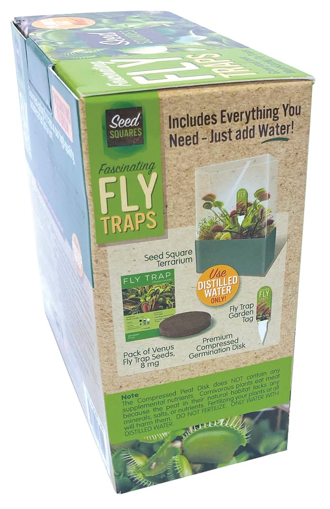 Unique Gardener Grow Your Own Venus Fly Trap, Complete Kids and Adults Square Terrarium Starter Kit to Plant Fascinating Man Eating Fly Traps, Includes All Supplies for Indoor Flytrap Terrariums