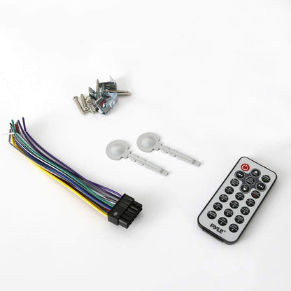 Pyle Bluetooth Marine Stereo Receiver - 12V Single DIN Boat In-Dash Radio with Digital LCD - RCA - MP3 - USB/SD - AM/FM Radio - Remote Control - Wiring Harness - PLRMR23BTW