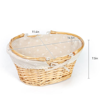 Wicker Basket Gift Baskets Empty Oval Willow Woven Picnic Basket Easter Candy Basket Storage Basket Wine Basket with Handle Egg Gathering Wedding Basket (Natural)