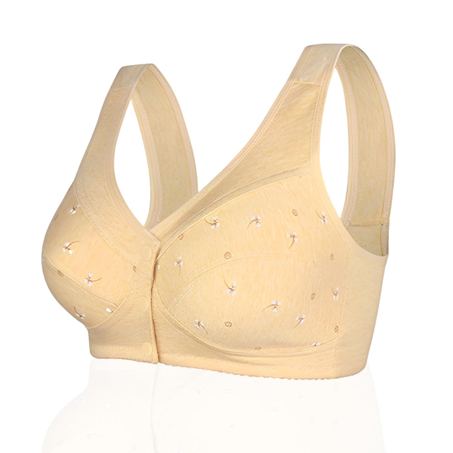 YVIVMEIE Womens Daisy Bra Front Closure Sports Bras Beauty Back Full Coverage Comfor Easy Close Bra Front Buckle Corset Beige 40