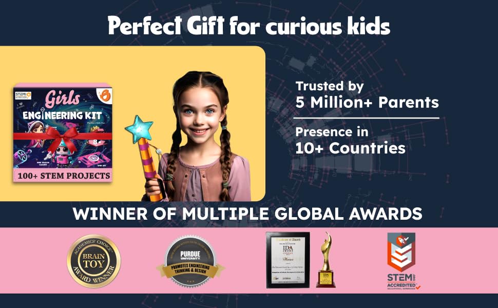 Butterfly EduFields 100+ STEM Projects | Girls Mini Engineering Kit for Ages 8 10 12 15 Years | Ultimate DIY Science Experiments for Kids | Educational Engineering Toys Best Birthday Gift idea