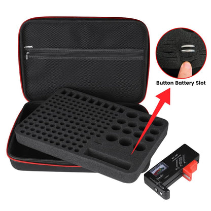 Battery Organizer Storage Box with Tester, Battery Vault Case Fireproof Waterproof Explosionproof Holder Box with Tester BT-168 Checker Carrying Case Container Bag Fit for 200+ Batteries AA AAA C D 9V