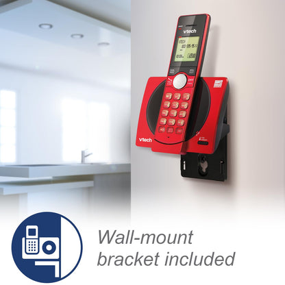 VTech Cordless Phone for Home with Caller ID/Call Waiting, CS6919-16 Landline Phones, Illuminated Keypad, Full Duplex Speakerphone, Wall Mount, Red