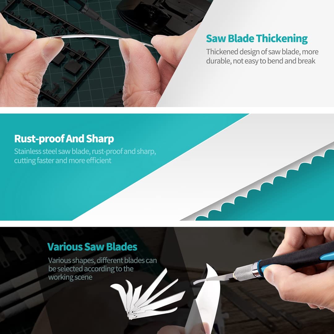 Prozwee Model Craft Hand Saw Kit(with 7PCS Saw Blades),Modeling Knife Hacksaw Tool,DIY Mini Razor Saw Kit for Handcrafted, DIY models and Other Fine Cutting