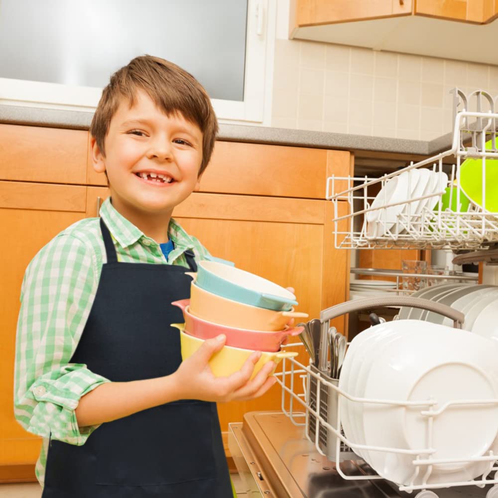 SINLAND Kids Apron with Pocket 2 Pack Adjustable Children Chef Apron for Cooking Baking Painting (M: 6-12 Years)…