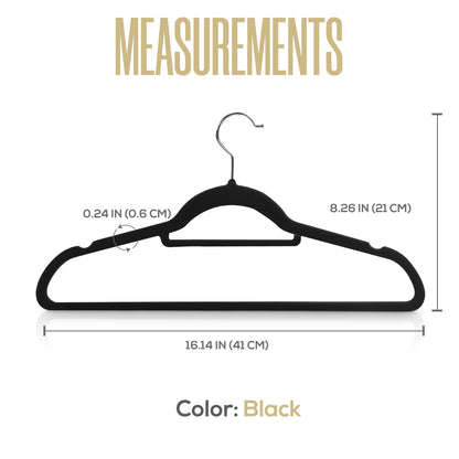 Utopia Home Premium Velvet Hangers 100 Pack - Non-Slip Clothes with Tie Bar - Black Hangers with 360 Degree Rotatable Hook - Heavy Duty for Coat