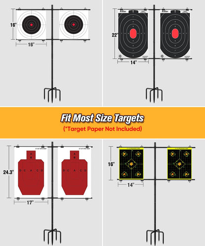 Ardier Adjustable Shooting Target Stand with 5-Prong Base, Portable Target Steel Holder for Firearms, BB Guns, Airsoft and Rifle Practice, Hunting & Shooting Accessory for Outdoor Range (No Paper)