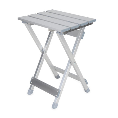 Camco Aluminum Small Outdoor Side Table - Folding Camping Table Supports Up to 130lb - Features Durable Aluminum Construction - Collapses for Easy RV Storage - (51890)