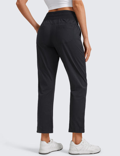 CRZ YOGA Womens Casual 7/8 Pants 27" - Lightweight Workout Outdoor Athletic Track Travel Lounge Joggers Pockets Black X-Large