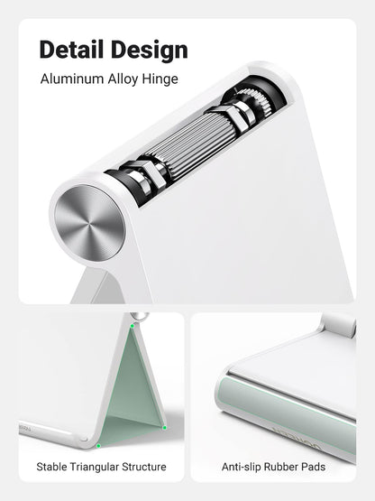 UGREEN Tablet Stand Holder Adjustable Portable Desktop Dock Office Compatible with iPad Pro 11 9.7 10.5 Air Mini 5 4 3 2 iPhone 17 16 15 14 13 12 White