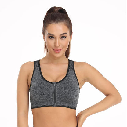 Women's Zip Front Sports Bra - Wireless, Padded, Post-Surgery, Racerback, Workout & Yoga Bra Top 2 Pack