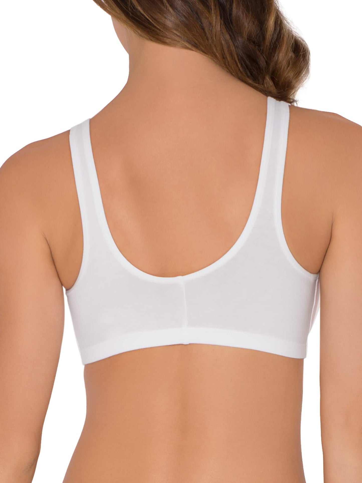 Fruit of the Loom womens Front Closure Cotton Sports Bra, Black/White/Heather Grey 3-pack, 38 US