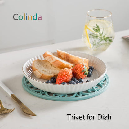 Silicone Trivet Mat - Non-Slip & Heat Resistant Kitchen Pads for Countertops & Table - Trivets for Hot Dishes & Cookware - Pot Holder for Pots & Pans - Turquoise, Set of 3