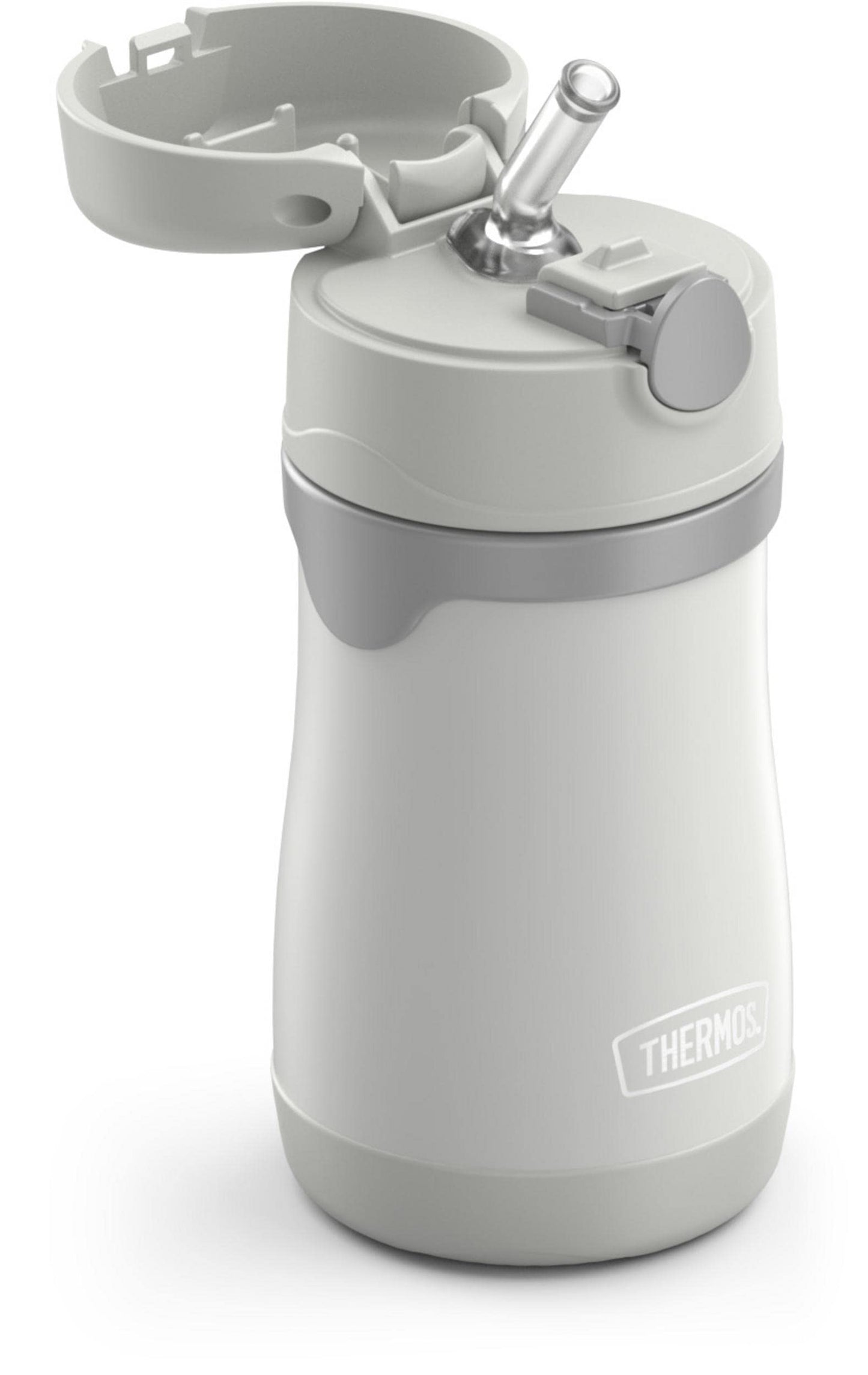 THERMOS BABY 10 ounce Stainless Steel Vacuum Insulated Straw Bottle, Gray