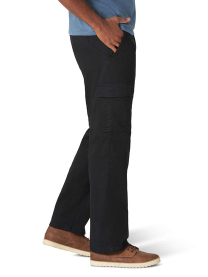 Wrangler Authentics Relaxed Fit Stretch Cargo Pant, Black, 36W x 32L