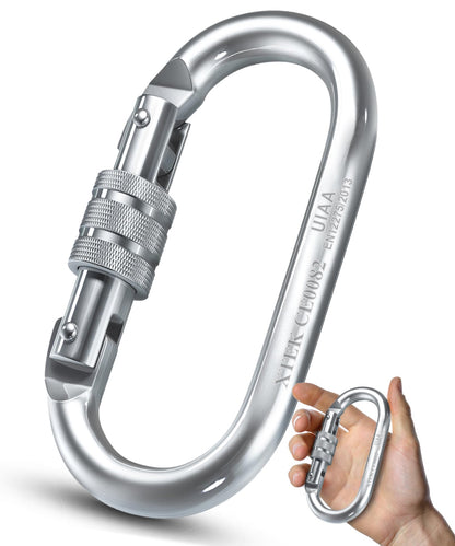 Climbing Carabiner – UIAA CE Rated 25kN/5620LB – Heavy Duty Twist Locking Carabiner Clip - Industrial Strength Large Steel Oval Carabiners - Rock Climbing Caribeener Clips for Rigging, Ropes