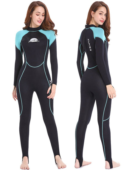 XUKER Wetsuit Women, 2mm Neoprene Long Sleeve Full Body Back Zip Wet Suit in Cold Water for Diving Surfing Snorkeling Kayaking Swimming Scuba Water Sports