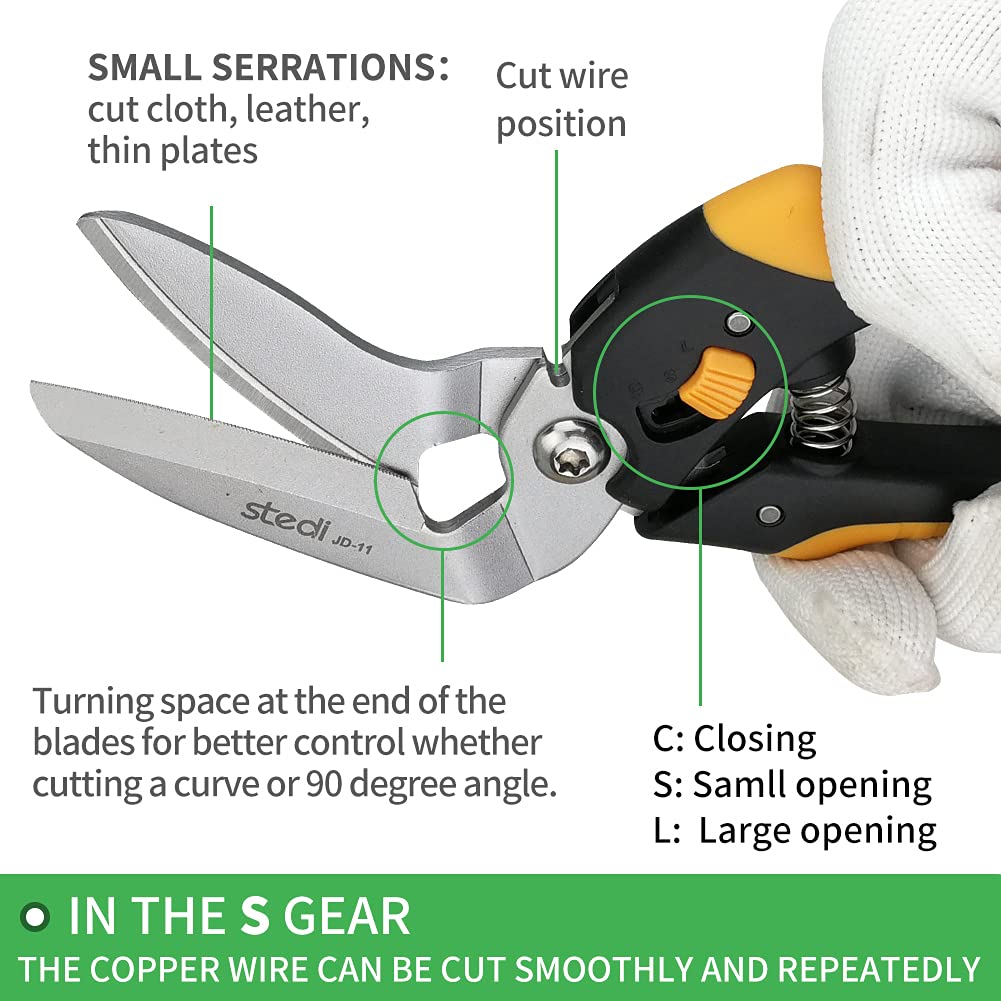stedi 9-Inch Scissor Heavy Duty, All Purpose Scissors, Cardboard and Carpet Shears, TPR Handle, Extremely Sharp Blades with Finely Serrated -Easy Cutting Thick Paper, Leather, Fabric
