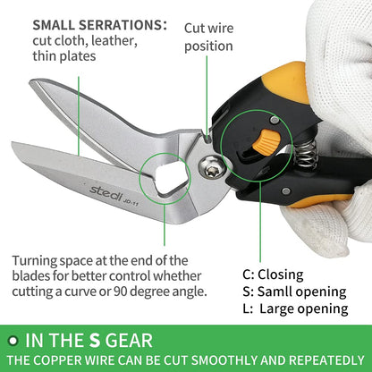 stedi 9-Inch Scissor Heavy Duty, All Purpose Scissors, Cardboard and Carpet Shears, TPR Handle, Extremely Sharp Blades with Finely Serrated -Easy Cutting Thick Paper, Leather, Fabric