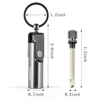 SOMGEM Permanent Match Keychain 2 Pack, Kerosene Refillable, Waterproof Flint Fire Starter for Outdoor Camping Emergency Survival Gear