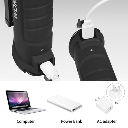 Suranew LED Worklight Flashlight, COB Rechargeable Work Lights with Magnetic Base 360 Degree Rotate and 5 Modes Portable Flood Light Inspection Construction Light for Car Repair (Black Green, 2 Pack)