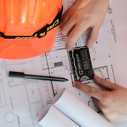 The Authentic Pocket Engineer - Small Metal Engineering Ruler Protractor Compass Scale, Techie Graduation Gadget Multitool, Mechanical/Civil Engineers Gift, Metric Mini 3 Inch Tool- Genius Lab Gear