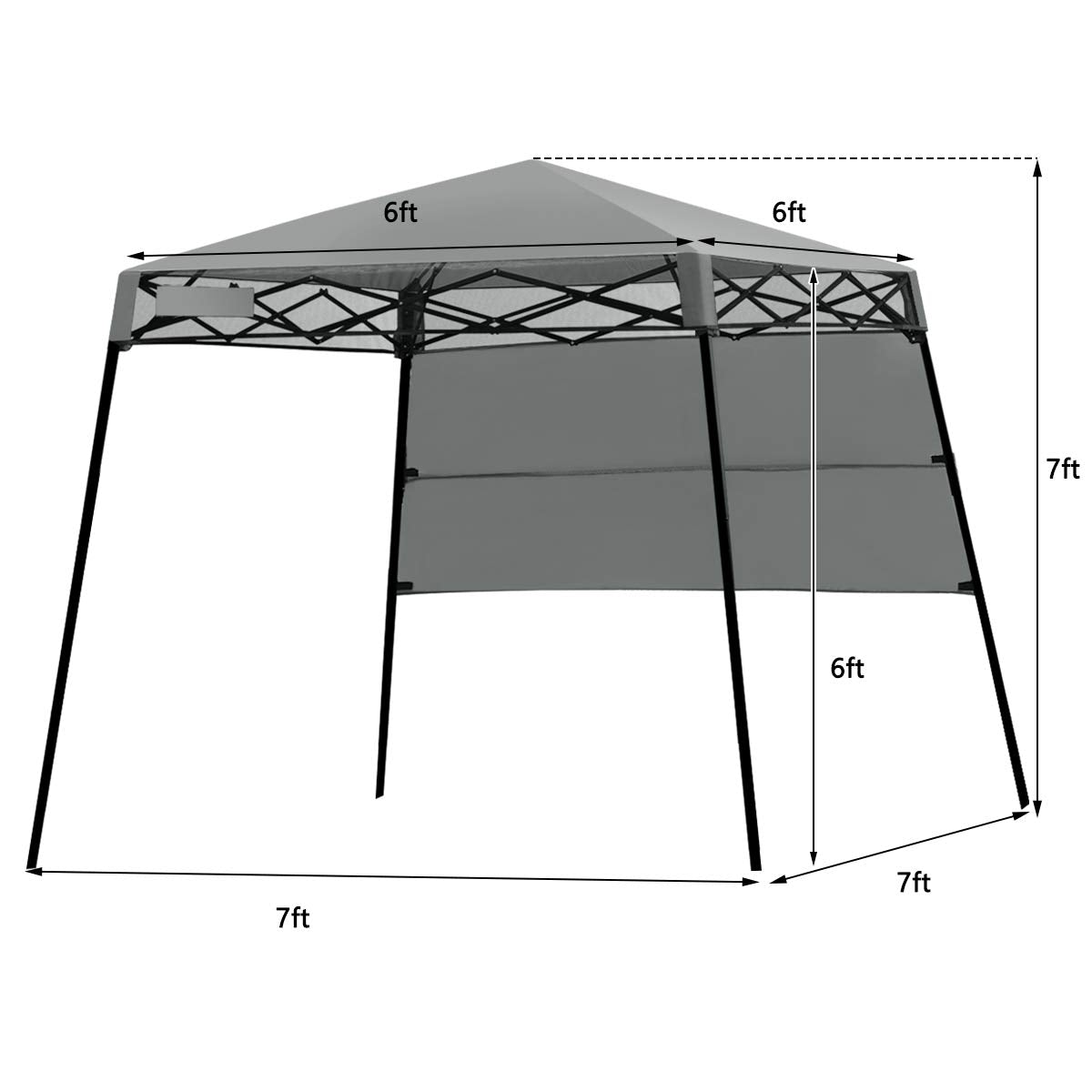 Tangkula 7x7 Ft Pop Up Canopy, Slant Leg Outdoor Tent with Carry Bag & 4 Stakes, Compact Portable for Hiking Camping Fishing & Picnic (7'x7' Base, 6'x6' Top)
