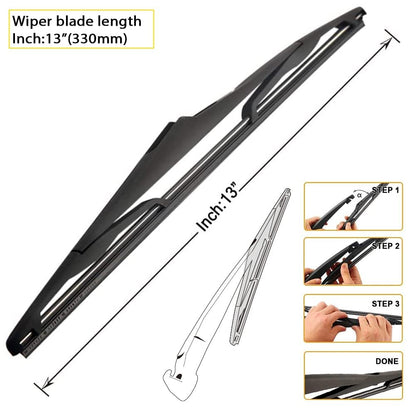 AUTOBOO 15"+15" Windshield Wipers with 13 Inch Rear Wiper Blade Replacement for Jeep wrangler JK 2008-2018,Jeep wrangler 2007-2017-Original Factory Quality (Pack of 3)