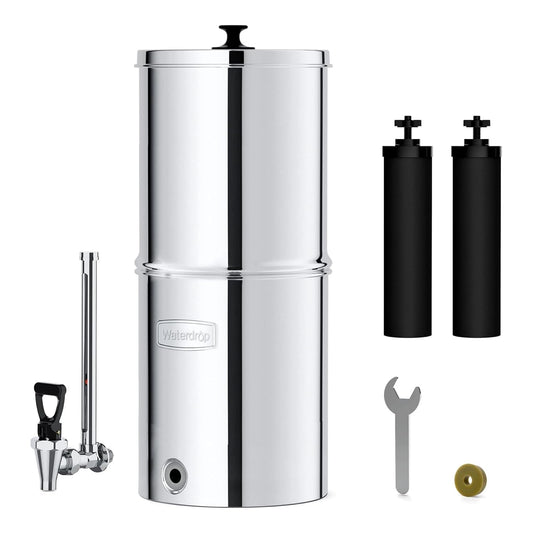 Waterdrop 2.25G Gravity-fed Water Filter System with Sight Glass Spigot, NSF/ANSI 42&372 Standard, PFAS, Chlorine and Lead Reduction, for Home, Camping, Off-Grid, Emergencies, King Tank Series