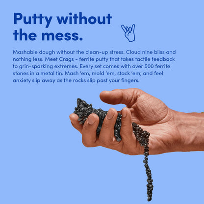 Speks Original Crags Ferrite Putty | 500+ Ferrite Stones in a Tin, Fidget Toy for Stress Relief, Sensory Desk Toy for Adults & Teens 14+ | Blue Gradient, Medium