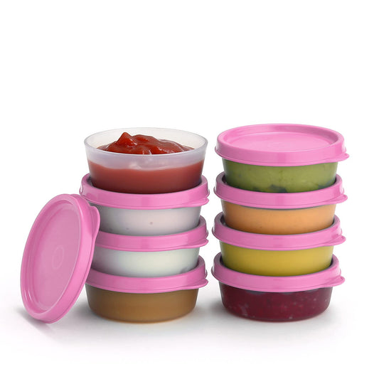 Condiment Cups Containers with Lids- 8 pk. 2.3 oz.Salad Dressing Container to go Small Food Storage Containers with Lids- Sauce Cups Leak proof Reusable Plastic BPA free for Lunch Box Picnic Travel
