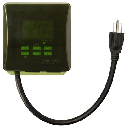 Woods 50015WD Outdoor Heavy Duty Digital Plug-in Timer, 2 Grounded Outlets, Perfect for Automating Holiday/Christmas Lights, Multicolor, 7 Day with 3/4 Horse Power