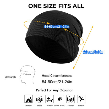 WTACTFUL Cooling Skull Cap for Men Women Running Cap Fashion Bicycle Cycling Sport Caps Headscarf Soft Skull Cap Thin Hat Slouchy Beanie for Hiking Baseball Riding Summer 2-Pack Black
