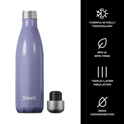 S'well Stainless Steel Water Bottle, 17oz, Hillside Lavender, Triple Layered Vacuum Insulated Containers Keeps Drinks Cold for 36 Hours and Hot for 18, BPA Free, Perfect for On the Go