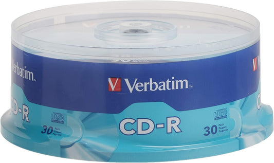 Verbatim CD-R Blank Discs 700MB 80 Minutes 52x Recordable Disc for Data and Music- 30 Pack Spindle