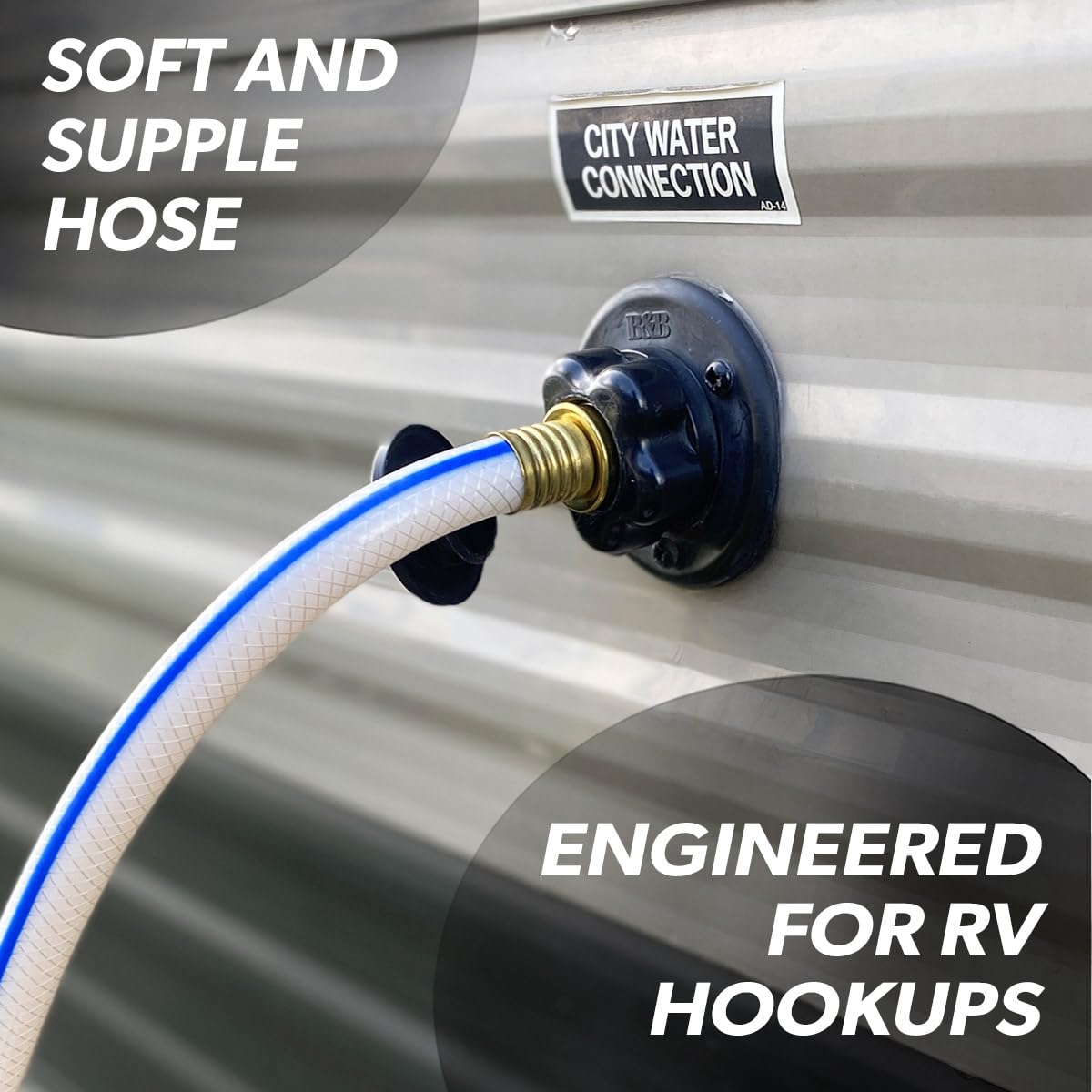 Valterra AquaFresh High Pressure Drinking Water Hose, Water Hose Hookup for RV - 1/2" x 25', White