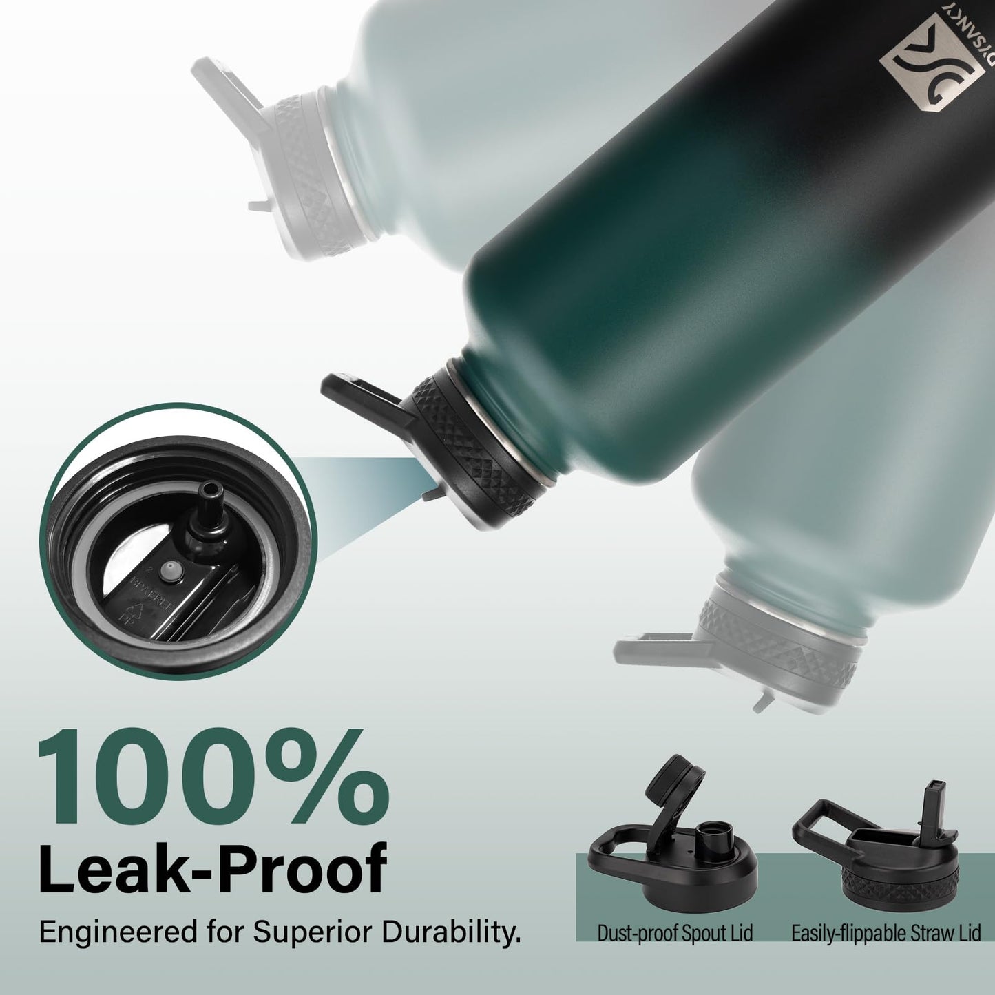 DYSANKY Insulated Water Bottle | Thickened Stainless Steel for Gym and Hiking with Straw, Carrier Bag, Handle Strap | BPA-Free 87 oz